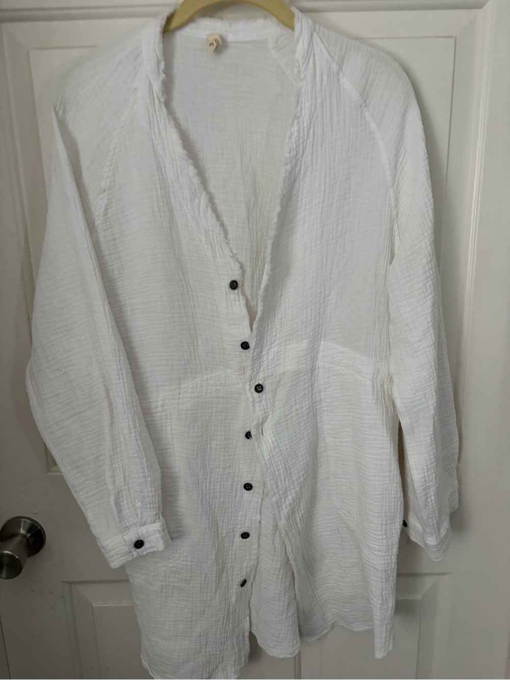 White Lightweight Button Down Beach Cover Up